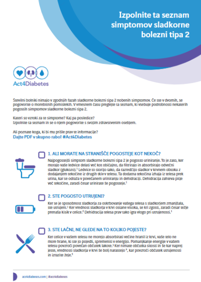 Izpolnite ta seznam simptomov sladkorne bolezni tipa 2