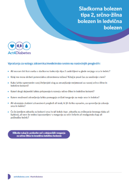 Sladkorna bolezen tipa 2, srčno-žilna  bolezen in ledvična bolezen